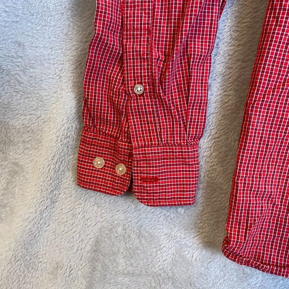 Eddie Bauer Mens Shirt L Red & White Plaid Long Sleeve Button-Up 100% Cotton - Picture 6 of 9